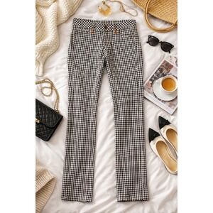 Betty Smith Womens Black White Gingham Check Pants Orange Stitching Size M Japan